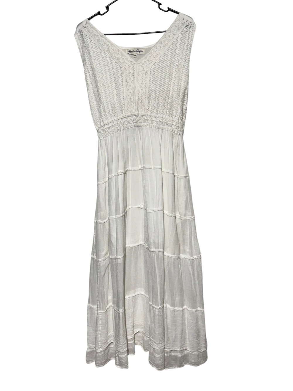 Jessica Taylor White Maxi Dress Size 2X 100% Cotton Gauze Beachy Coastal Grandma